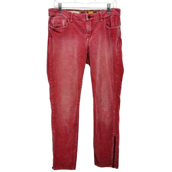 Picaro Corduroy pants Skinny The Letterpress Womens Red With Ankle Zippers SZ 29 - Picture 1 of 16